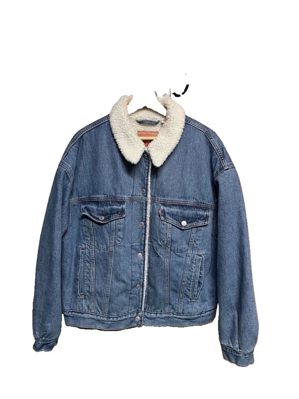 Levi’s Women’s XL Sherpa Trucker Jacket A4435-0011 Denim Oversized 90s EUC